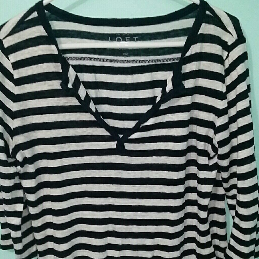 Navy blue and white striped long sleeve tshirt
